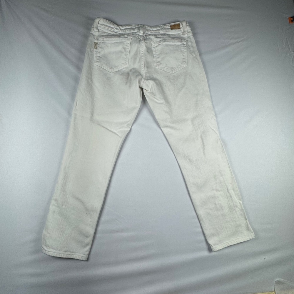 Paige Kylie Crop White Straight Leg Jeans Side Slit Denim Womens Size 27 - Picture 4 of 8